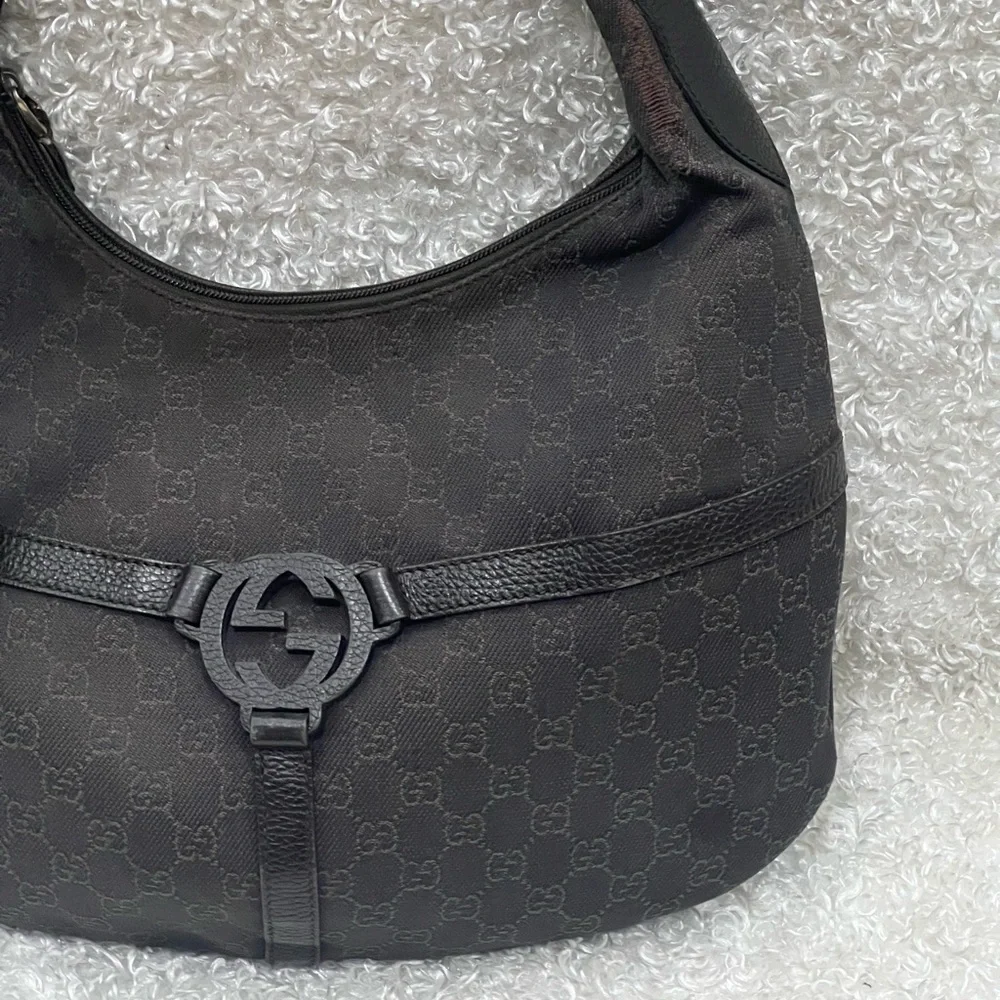 GUCCI Brown GG Canvas Hobo Handbag